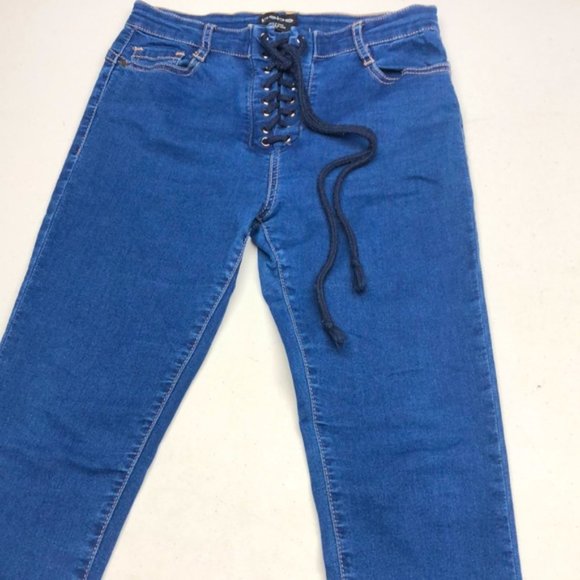 LIKE NEW BEBE LACE UP SKINNY JEANS 27x28 RETRO BEBE STYLE 😎 - Picture 2 of 14